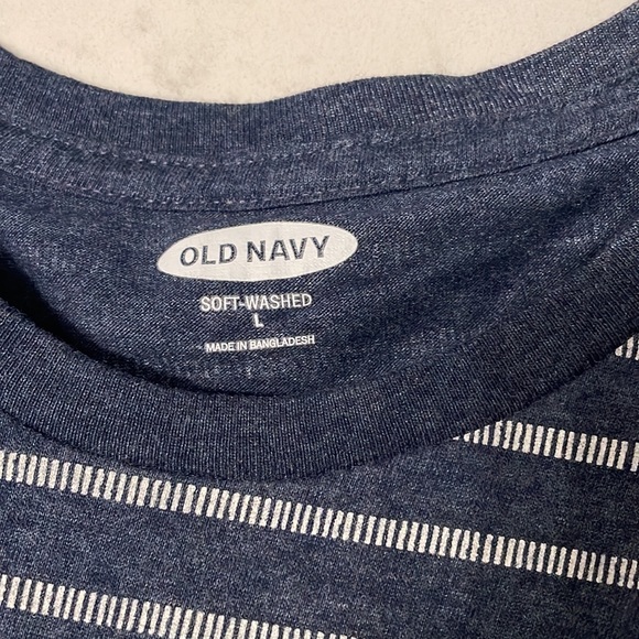 Soft-Washed Crew-Neck T-Shirt for Men Navy stripe - Size Large - Picture 2 of 7